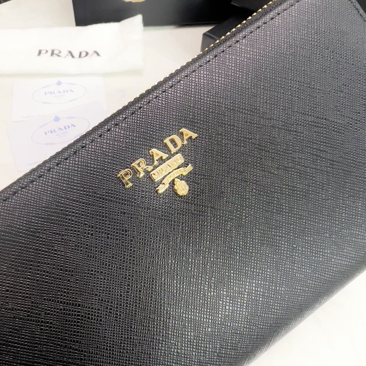 Prada Large Saffiano Leather Wallet Black 19Cm 1Ml506 Qwa F0002 - Image 7