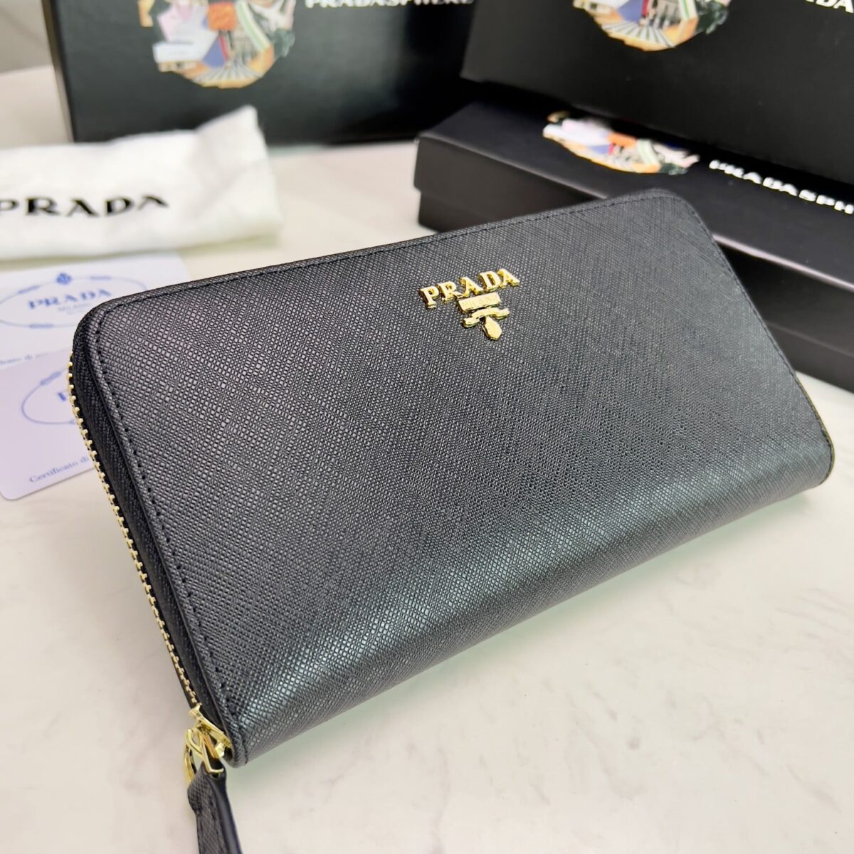Prada Large Saffiano Leather Wallet Black 19Cm 1Ml506 Qwa F0002 - Image 9