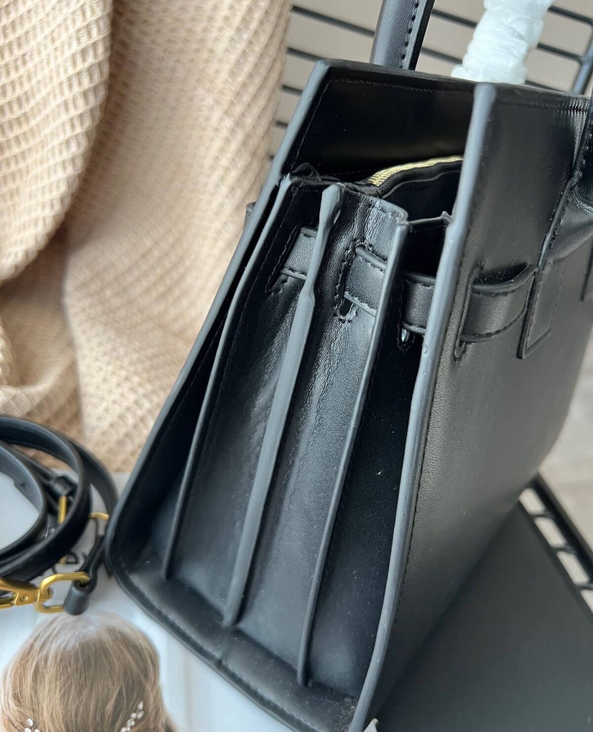 Saint Laurent Sac De Jour Supple Baby In Grained Leather 26Cm Black 717448Dti0W1000 - Image 6