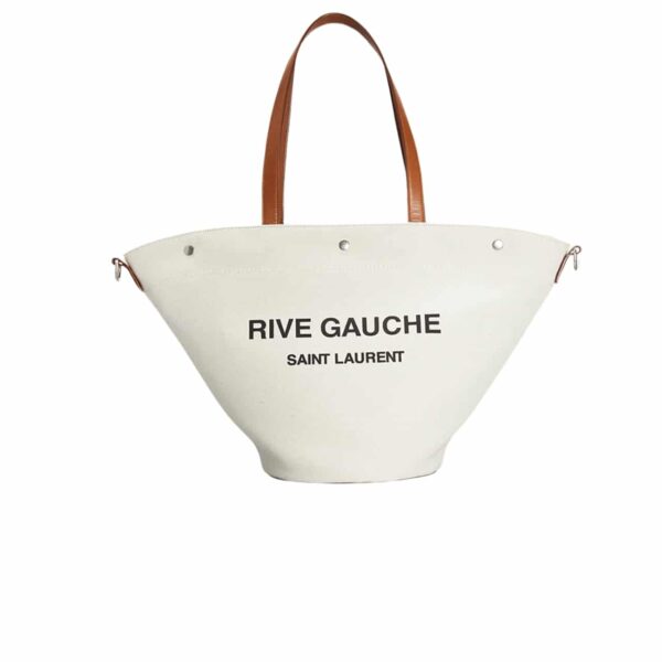 Saint Laurent Rive Gauche Shopping In Canvas White 50Cm