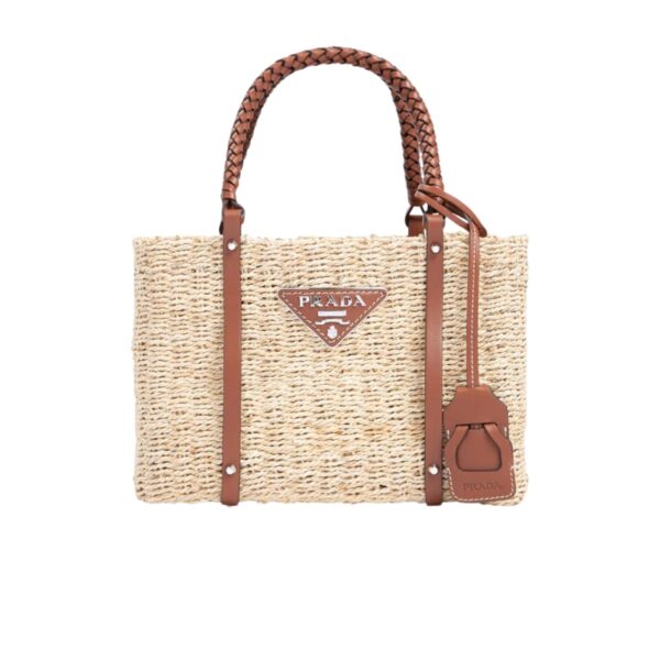 Prada Two Tone Woven Tote Bag In Multi Natural 28Cm 1Bg336Vzoo2Djd