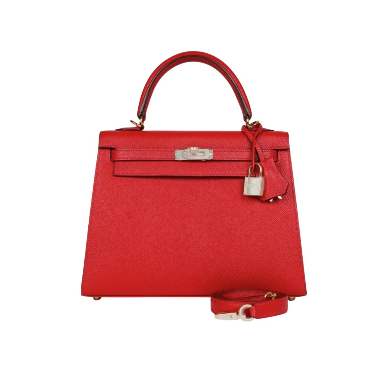 Hermes Kelly Sellier 25 Casaque Epsom Rouge With Silver Hardware In 25Cm - Image 1
