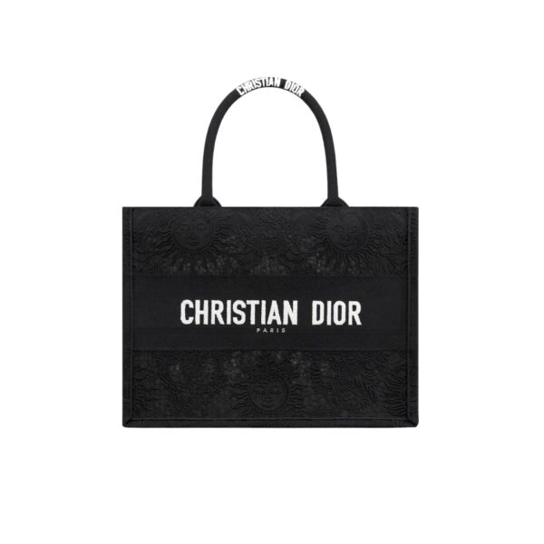 Dior Medium Book Tote Toile De Jouy Soleil Macramé Black 36Cm M1296Zecy M911