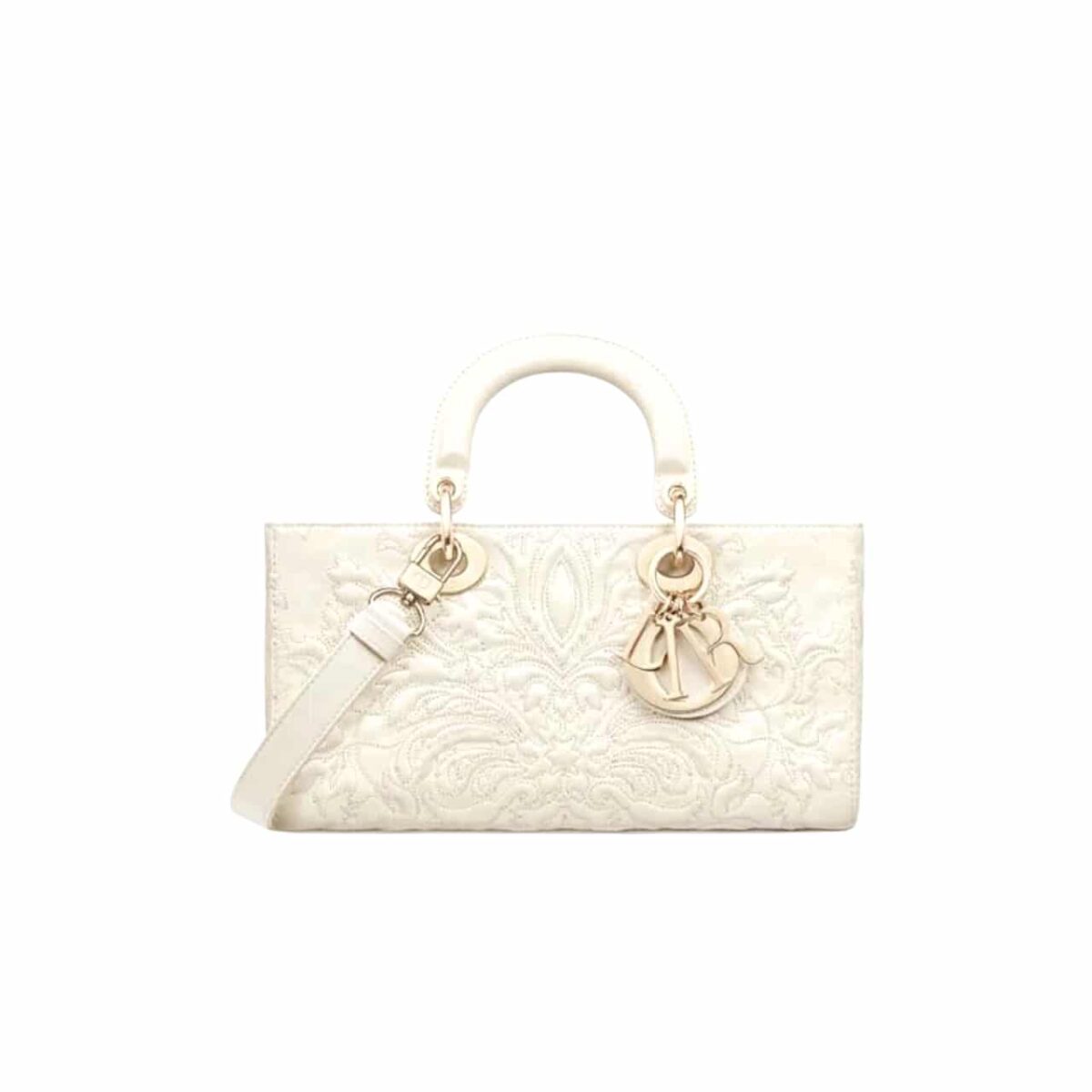 Dior Medium Lady D Joy Bag Quilted Effect Lambskin White 26Cm - Image 1
