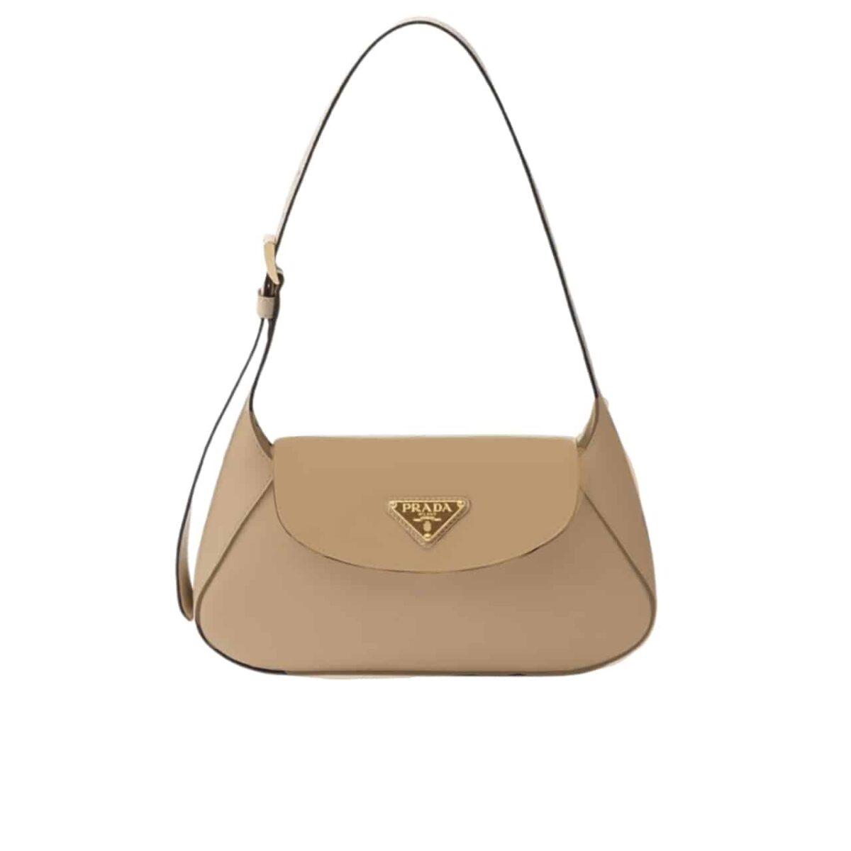 Prada Triangle Logo Shoulder Bag Beige 24Cm - Image 1
