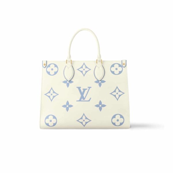 Louis Vuitton Onthego Mm Bag Latte And Candy Blue 34Cm M46833