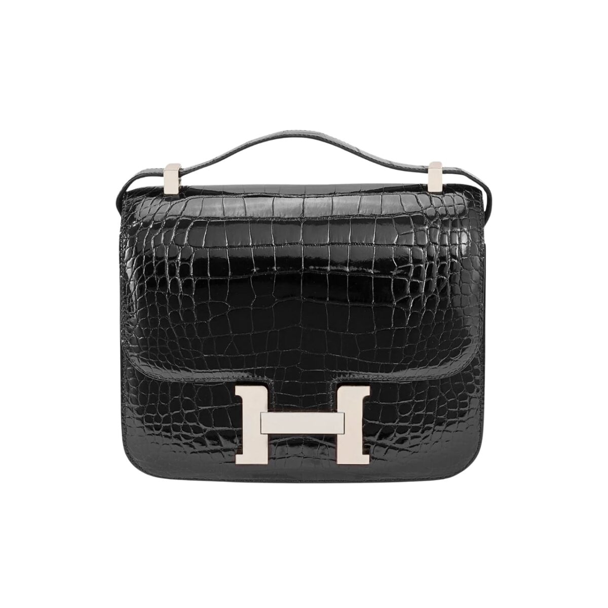 Hermes Mini Constance 19 Shiny Alligator Palladium Hardware Black 19Cm - Image 1