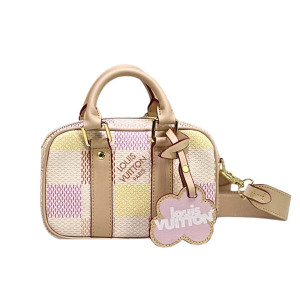 Louis Vuitton Nano Porte Documents Voyage Portable Briefcase Damier Golf Canvas Pink 20Cm