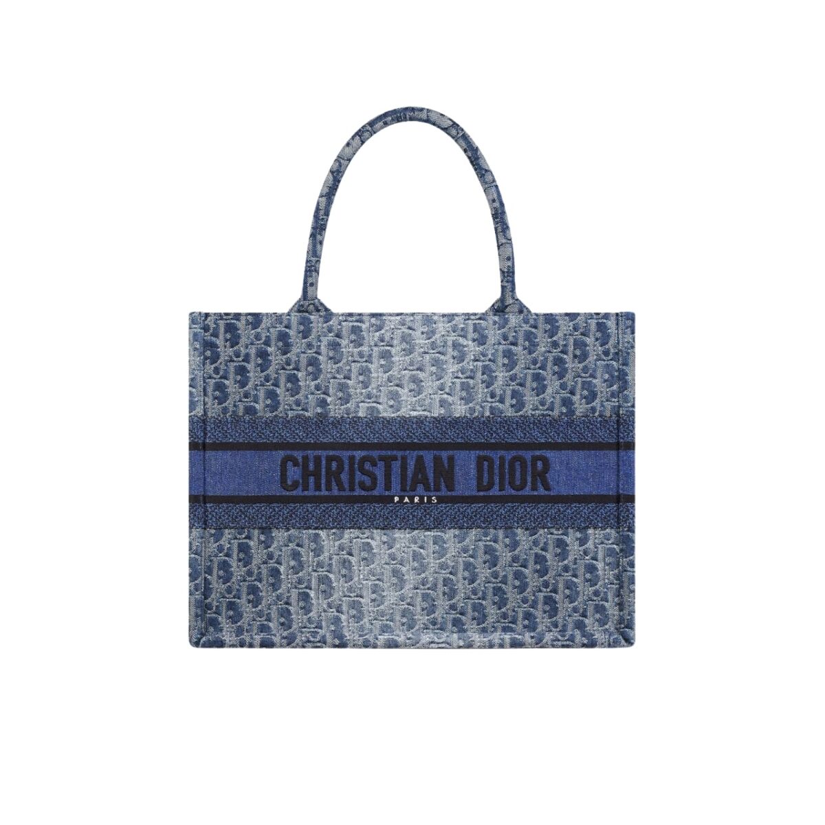 Dior Medium Book Tote Denim Oblique Jacquard Blue 35Cm M1296Zegc M49E - Image 1