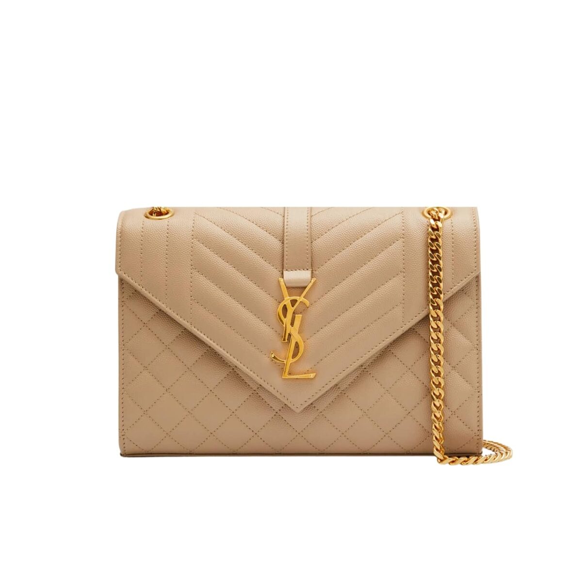 Saint Laurent Envelope Matelassé Grain De Poudre Dark Beige 24Cm - Image 1