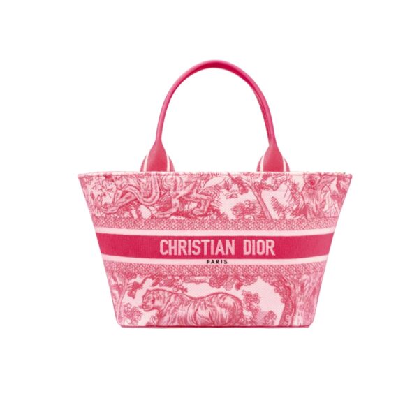 Dior Dioriviera Hat Basket Bag Toile De Jouy Embroidery Candy Pink 26Cm M1328Ctdt M03I