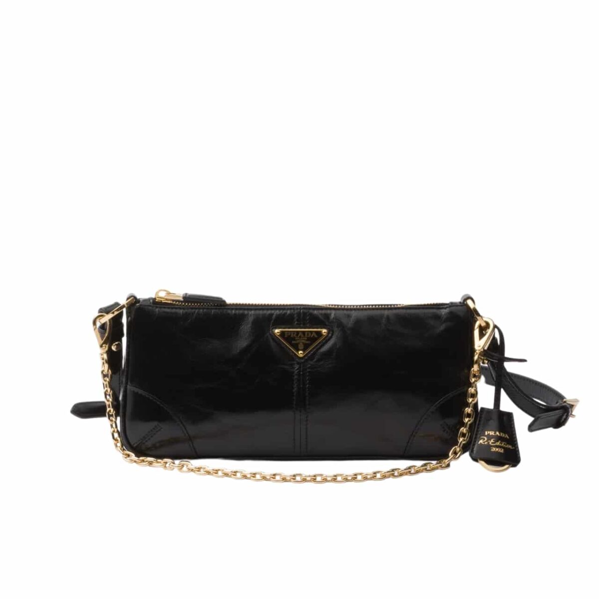 Prada Re Edition 2002 Leather Shoulder Bag Black 23Cm 1Bc201 2Cyr F0002 V Ooo - Image 1