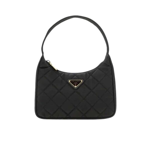 Prada Contenitore Maniglia Tessutu Nylon Quilted Shoulder Bag Black 21Cm