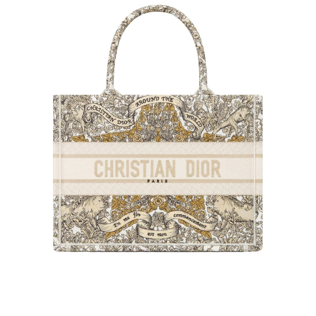 Dior Medium Book Tote Around The World Motif White 36Cm - Image 1