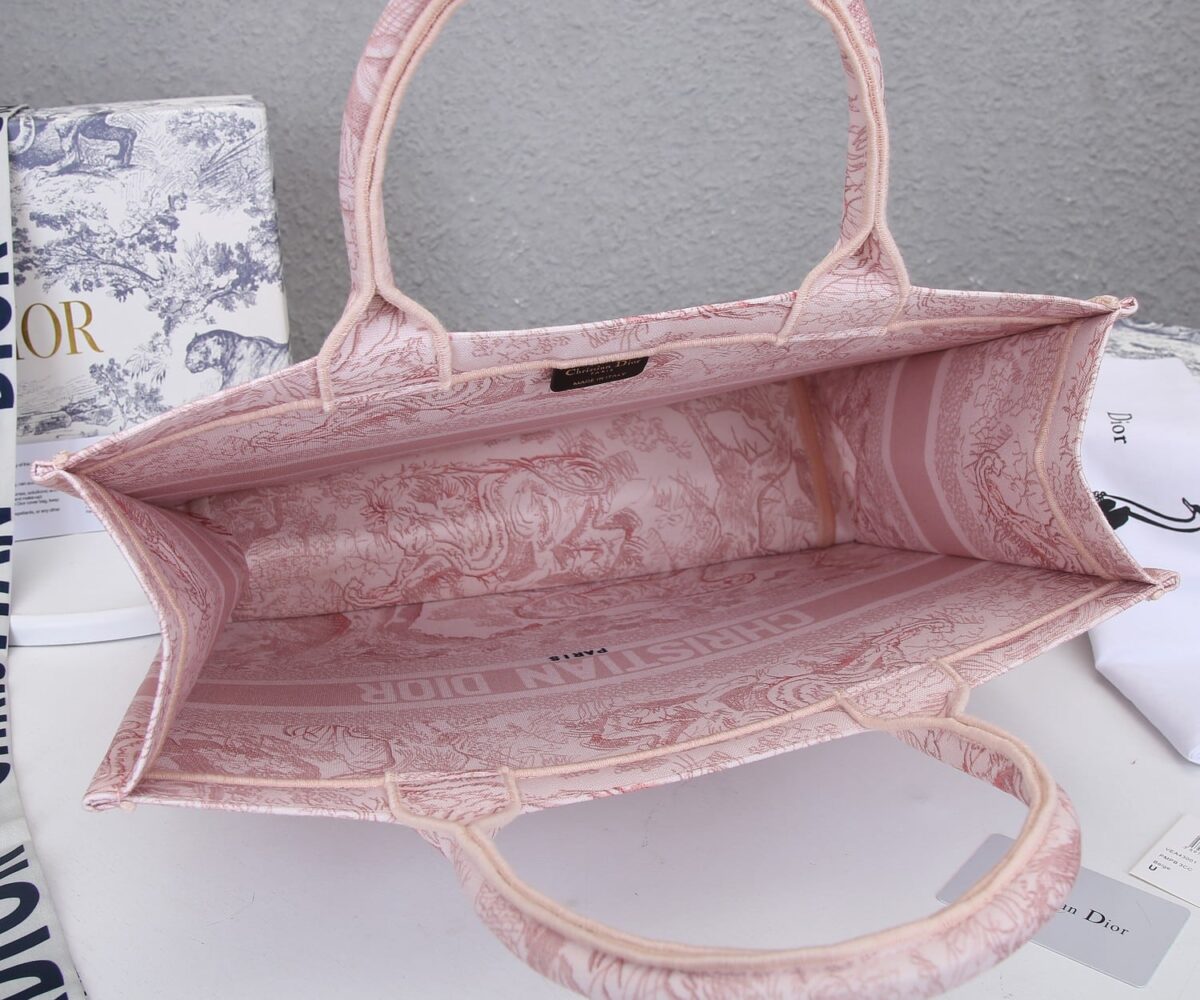 Dior Large Tote Toile De Jouy Embroidery Pink 42Cm - Image 7