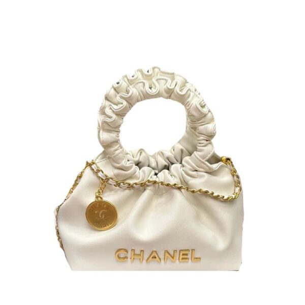 Chanel Bucket Bag With Circle Top Handle White 20Cm