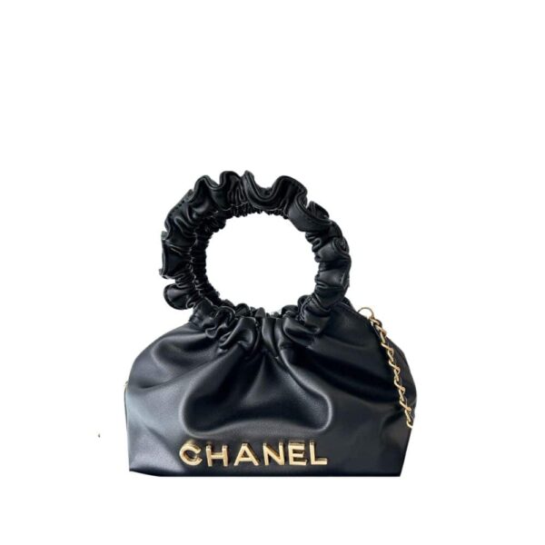 Chanel Bucket Bag With Circle Top Handle Black 20Cm