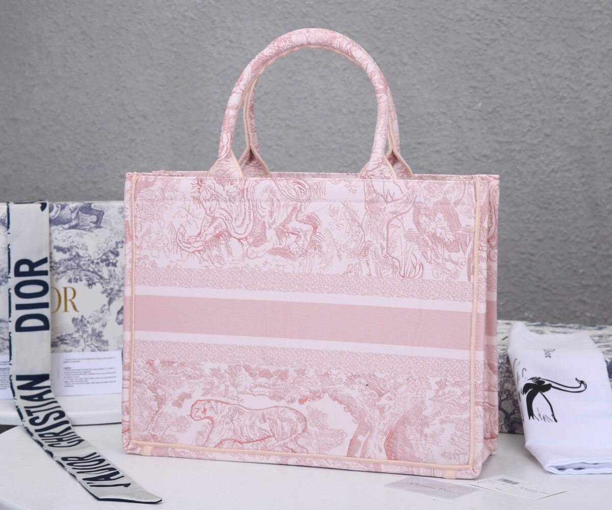 Dior Large Tote Toile De Jouy Embroidery Pink 42Cm - Image 9