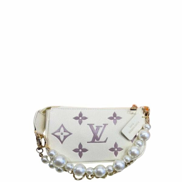 Louis Vuitton Pochette Accessoires With Pearl Chain White 20Cm