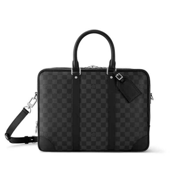 Louis Vuitton Porte Documents Voyage Damier Black 37Cm N40485