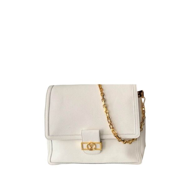 Louis Vuitton Dauphine Bag With Chain White 34Cm