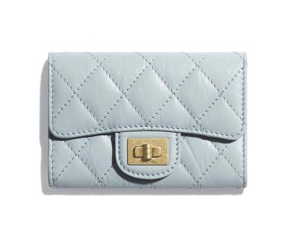 Chanel 2.55 Flap Card Holder Light Blue Wallet