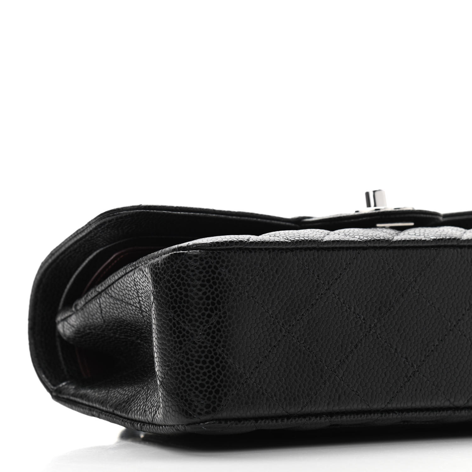 Black Quilted Caviar Small Double Flap Silver Hardware - Image 7
